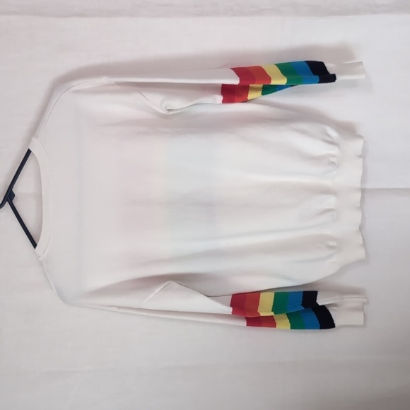 White Rainbow Stripe Crewneck Knit Sweater Unbranded Pride Size Medium - Picture 4 of 4